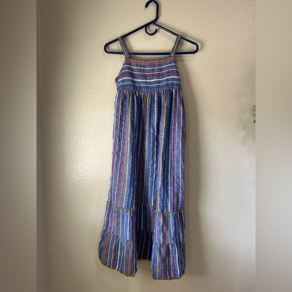 Cat & Jack Girls Sz L (10/12) Colorful Multi Color Striped Maxi Dress Boho Chic